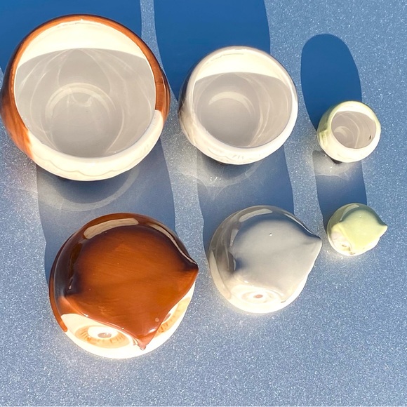 Owl Nesting Doll Measuring Cups Ceramic 1 Cup, 1/2 Cup, Tbsp - Picture 2 of 6